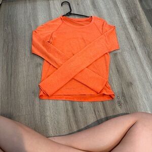 Lululemon Coral orange long sleeve swiftly tech